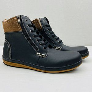 solo men's Carlos boots lace-up and side zipper Black Brown 10.5 New